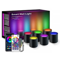 Настінна LED лампа RGB Intelligent wall lamp 6 pcs with Bluetooth European plug with app, Black