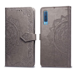 Кожаный чехол (книжка) Art Case с визитницей для Samsung A750 Galaxy A7 (2018) Серый