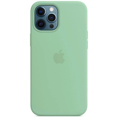 Чохол Silicone case (AAA) full with Magsafe для Apple iPhone 12 Pro Max (6.7 "), Зелений / Pistachio