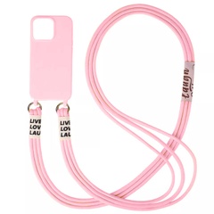 Чехол Cord case c длинным цветным ремешком для Apple iPhone 14 Plus (6.7") Розовый / Light pink