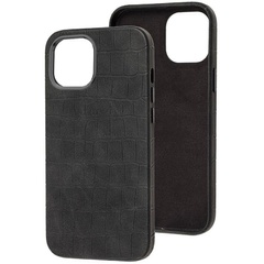 Кожаный чехол Croco Leather для Apple iPhone 14 (6.1") Black
