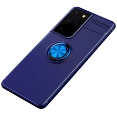 TPU чехол Deen ColorRing под магнитный держатель (opp) для Samsung Galaxy S21 Ultra Синий / Синий