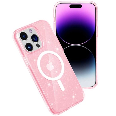 Чехол TPU Galaxy Sparkle (MagFit) для Apple iPhone 14 Pro (6.1") Pink+Glitter