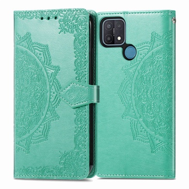 Кожаный чехол (книжка) Art Case с визитницей для Oppo A15 / A15s Бирюзовый