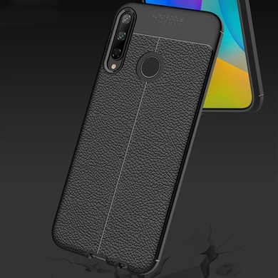 TPU чехол фактурный (с имитацией кожи) для Huawei P40 Lite E / Y7p (2020) Черный