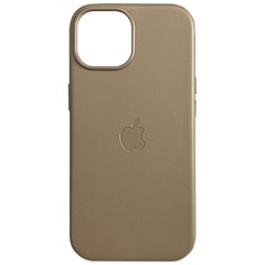Кожаный чехол Leather Case (AAA) with MagSafe and Animation для Apple iPhone 15 Plus (6.7") Light Brown