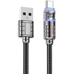 Дата кабель Hoco U122 Lantern Transparent Discovery Edition USB to Type-C (1.2m) Black