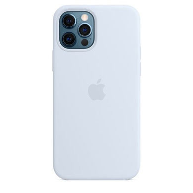 Чехол Silicone case (AAA) full with Magsafe and Animation для Apple iPhone 12 Pro / 12 (6.1") Голубой / Cloud Blue