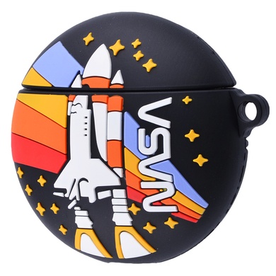 Силіконовий футляр Nasa Rocket Circle series для навушників AirPods, Чорний