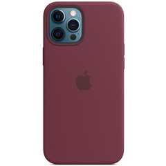 Чехол Silicone case (AAA) full with Magsafe для Apple iPhone 12 Pro / 12 (6.1") Бордовый / Plum