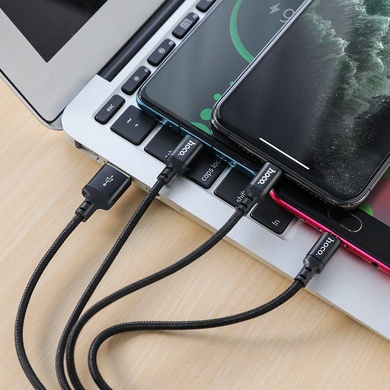 Дата кабель Hoco X14 Times Speed 3in1 (Lightning+Micro USB+Type-C) (1m), Чорний