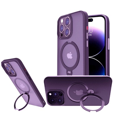 TPU+PC чехол Metal Buttons with MagSafe Colorful HQ Ring для Apple iPhone 14 Pro Max (6.7") Purple