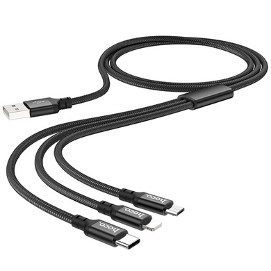 Дата кабель Hoco X14 Times Speed 3in1 (Lightning+Micro USB+Type-C) (1m) Черный