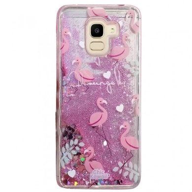 TPU чехол с переливающимися блестками для Samsung Galaxy J7 (2018) Фламинго