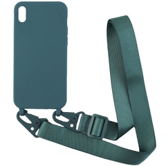 Чехол Crossbody с длинным цветным ремешком для Apple iPhone X / XS (5.8") Зеленый