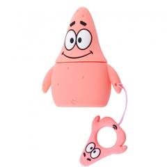 Силиконовый футляр SpongeBob series для наушников AirPods + кольцо Patrick / Розовый
