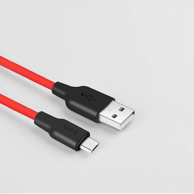 Дата кабель Hoco X21 Silicone MicroUSB Cable (1m), Черный / Красный