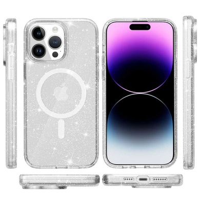 Чехол TPU Galaxy Sparkle (MagFit) для Apple iPhone 15 Pro (6.1") Clear+Glitter