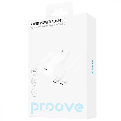 СЗУ Proove Rapid 30W (Type-C) + Type-C to Type-C White