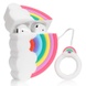 Силіконовий футляр Rainbow для навушників AirPods 1/2 + кільце, Радуга / Белый