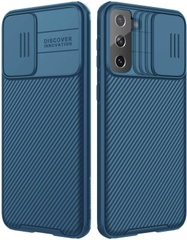 Карбоновая накладка Nillkin Camshield (шторка на камеру) для Samsung Galaxy S21+ Синий / Blue
