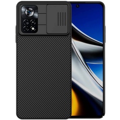 Карбоновая накладка Nillkin Camshield (шторка на камеру) для Xiaomi Poco X4 Pro 5G Черный / Black