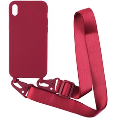Чехол Crossbody с длинным цветным ремешком для Apple iPhone X / XS (5.8") Бордовый