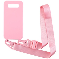 Чехол Crossbody с длинным цветным ремешком для Samsung Galaxy S10 Розовый