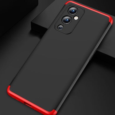 Пластикова накладка GKK LikGus 360 градусів (opp) для OnePlus 9, Черный / Красный