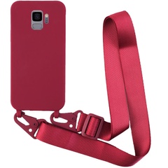 Чехол Crossbody с длинным цветным ремешком для Samsung Galaxy S9 Бордовый