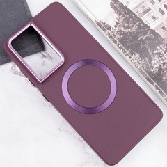 TPU чехол Bonbon Metal Style with MagSafe для Samsung Galaxy S22 Ultra Бордовый / Plum