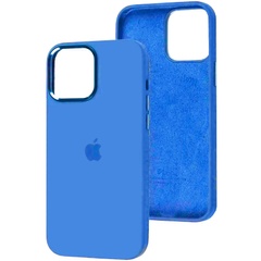 Чехол Silicone Case Metal Buttons (AA) для Apple iPhone 14 (6.1") Голубой / Blue
