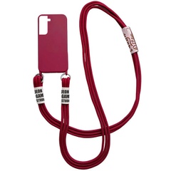 Чехол Cord case c длинным цветным ремешком для Samsung Galaxy S22 Красный / Rose Red