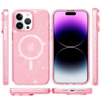 Чехол TPU Galaxy Sparkle (MagFit) для Apple iPhone 15 Pro (6.1") Pink+Glitter