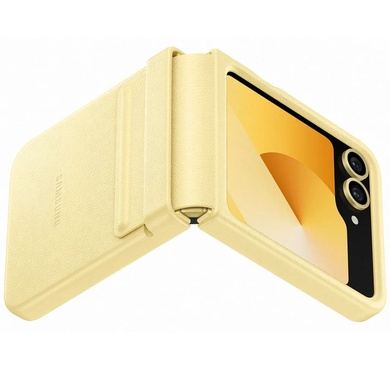 Кожаный чехол Leather Case (AAA) для Samsung Galaxy Z Flip6 Yellow