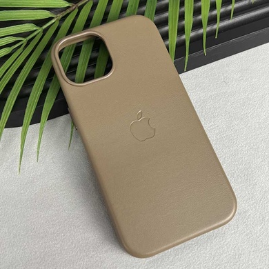 Кожаный чехол Leather Case (AAA) with MagSafe and Animation для Apple iPhone 15 Pro (6.1") Light Brown