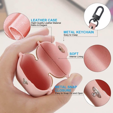 Шкіряний футляр Leather bag для навушників AirPods, Рожевий