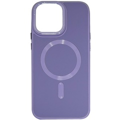 Кожаный чехол Bonbon Leather Metal Style with MagSafe для Apple iPhone 15 (6.1") Серый / Lavender