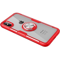 TPU+PC чехол Deen CrystalRing for Magnet (opp) для Apple iPhone X / XS (5.8") Бесцветный / Красный
