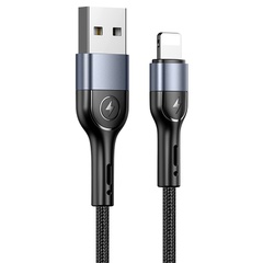 Дата кабель Usams US-SJ448 U55 Aluminum Alloy Braided USB to Lightning (1m) Black