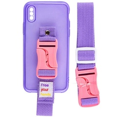 Чехол Handfree с цветным ремешком для Apple iPhone XS Max (6.5") Фиолетовый