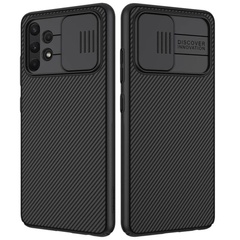 Карбоновая накладка Nillkin Camshield (шторка на камеру) для Samsung Galaxy A32 4G Черный / Black