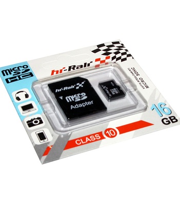 Картка пам'яті Hi-Rali microSDHC 16 GB Card Class 10 + SD adapter, Чорний