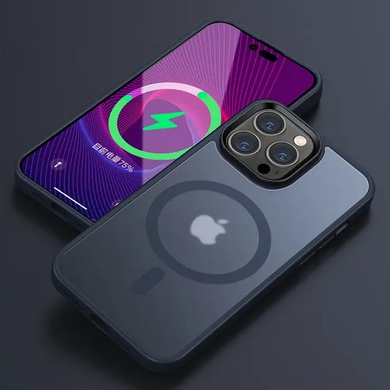 TPU+PC чехол Metal Buttons with MagSafe Colorful для Apple iPhone 15 Pro (6.1") Синий