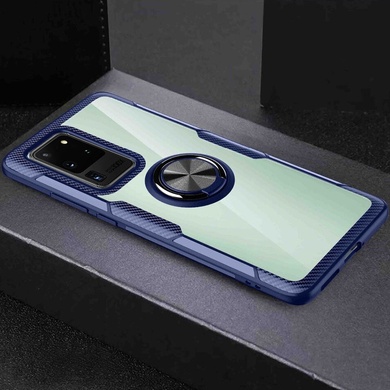 TPU+PC чехол Deen CrystalRing for Magnet (opp) для Samsung Galaxy S20 Ultra Бесцветный / Синий