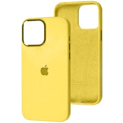 Чехол Silicone Case Metal Buttons (AA) для Apple iPhone 14 (6.1") Желтый / Bright Yellow
