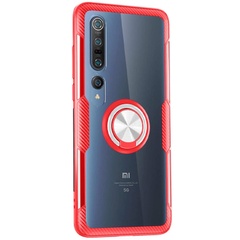 TPU+PC чехол Deen CrystalRing for Magnet (opp) для Xiaomi Mi 10 / Mi 10 Pro Бесцветный / Красный