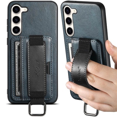 Кожаный чехол Wallet case and straps для Samsung Galaxy A24 4G Синий / Blue