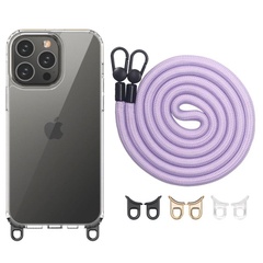 Чехол TPU Transparent with Straps для Apple iPhone 14 Pro Max (6.7") Light Purple