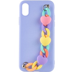 Чехол Chained Heart c подвесной цепочкой для Apple iPhone X / XS (5.8") Lilac Blue